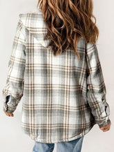 Load image into Gallery viewer, Plaid Snap Down Plush Hooded Jacket Soft & Warm Women Outerwear Cozy And Comfortable Jacket