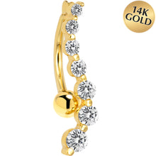 Load image into Gallery viewer, 16G Solid 14k Yellow Gold Top Mount Cubic Zirconia Journey Belly Ring