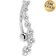 Load image into Gallery viewer, 16G Solid 14k White Gold Top Mount Cubic Zirconia Journey Belly Ring