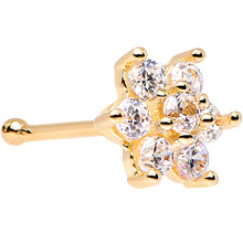 Load image into Gallery viewer, Solid 14k Yellow Gold Clear Cubic Zirconia Flower Nose Stud