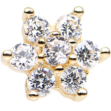 Load image into Gallery viewer, Solid 14k Yellow Gold Clear Cubic Zirconia Flower Nose Stud