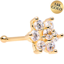 Load image into Gallery viewer, Solid 14k Yellow Gold Clear Cubic Zirconia Flower Nose Stud