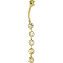 Load image into Gallery viewer, 16G Solid 14K Yellow Gold Paragon Cubic Zirconia Drop Belly Ring
