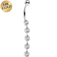 Load image into Gallery viewer, 16G Solid 14K White Gold PARAGON Cubic Zirconia Drop Belly Ring
