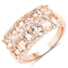 Load image into Gallery viewer, 2.80 Carat Genuine Morganite and White Topaz .925 Sterling Silver Ring