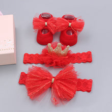 Load image into Gallery viewer, Flower Baby Girl Headband Socks Set Shoes With Crown Bows Newborn Headbands For Girls Turban Baby Hair Accessories
