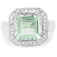 Load image into Gallery viewer, 5.21 Carat Genuine Green Amethyst and White Topaz .925 Sterling Silver Ring