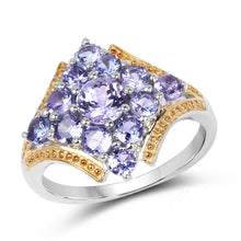 Load image into Gallery viewer, Two Tone Plated 1.67 Carat Genuine Tanzanite .925 Sterling Silver Ring