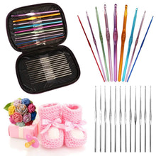 Load image into Gallery viewer, 22-Piece: Aluminum Multi-Color Crochet Hook Needles