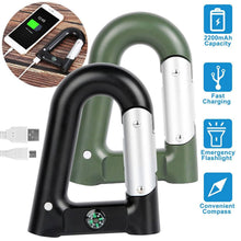 Load image into Gallery viewer, 2200 mAh Powerbank with Emergency Flashlight Compass Carabiner-Shaped