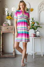 Load image into Gallery viewer, Colorful Full Size Striped Short Sleeve Mini Tee Dress Plus Size Casual Essential Summer Dress