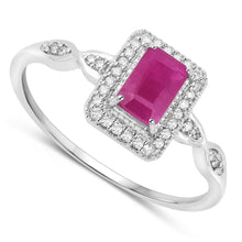 Load image into Gallery viewer, 0.75 Carat Genuine Ruby and White Diamond 14K White Gold Ring