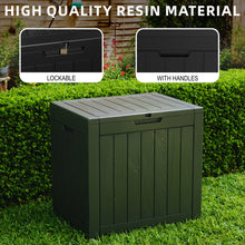 Load image into Gallery viewer, 35 Gallon Outdoor Resin Storage Box – Black/Wood Grain