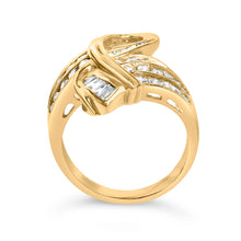 Load image into Gallery viewer, 14K Yellow Gold 1 1/3 Cttw Channel Set Diamond Bypass Cocktail Ring (J-K Color, I1-I2 Clarity) - Ring Size 7