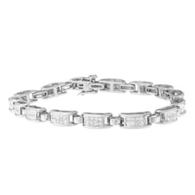 Load image into Gallery viewer, 14K White Gold 2.0 Cttw Princess Cut Invisible Set Diamond Rectangular Link Bracelet (I-J Color, I1-I2 Clarity) - 7.25"