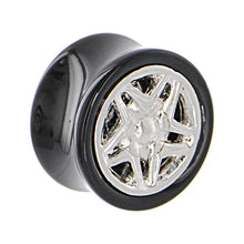 Load image into Gallery viewer, Black Acrylic STAR WHEEL FRAME Saddle Plug 00G to 20mm