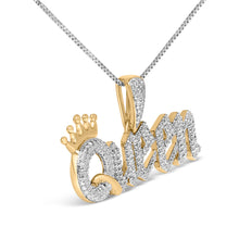 Load image into Gallery viewer, 14K Yellow Gold Plated Sterling Silver 1/10 Cttw Diamond “Queen†Nameplate Pendant Necklace
