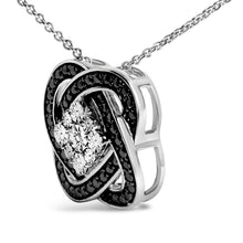 Load image into Gallery viewer, Black Rhodium Plated Sterling Silver Diamond Accent Geometric Knot Pendant Necklace