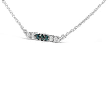 Load image into Gallery viewer, Sterling Silver 1/5 Cttw White and Blue Diamond 6 Stone Bar Necklace