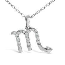 Load image into Gallery viewer, Sterling Silver 1/7 Cttw Diamond Scorpio Zodiac Pendant Necklace