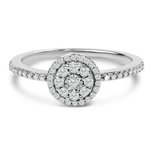Load image into Gallery viewer, Sterling Silver 1/5 Cttw Diamond Round Motif Halo Ring