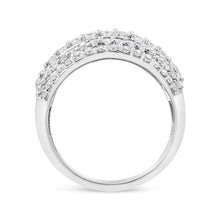 Load image into Gallery viewer, .925 Sterling Silver 2.00 Cttw Round and Baguette-Cut Diamond Cluster Ring (H-I Color, I1-I2 Clarity) - Size 7