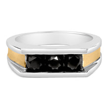 Load image into Gallery viewer, Men's 14K Yellow Gold Plated Sterling Silver 1-1/2 Cttw Black Diamond Channel Set Band Ring