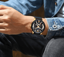 Load image into Gallery viewer, Men's Sports Waterproof Watch With Leather Belts, Chronometers And Large Numbers Details Luxury Watches Unique Design Excellent Gift