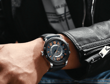Load image into Gallery viewer, Men's Waterproof Sport Watch With Leather Belts And Large Numbers Details Unique Design Perfect Gift