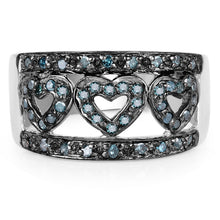 Load image into Gallery viewer, 0.32 Carat Genuine Blue Diamond .925 Sterling Silver Ring