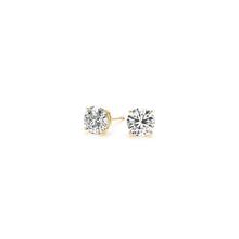Load image into Gallery viewer, 1 cttw Certified IGI Lab Grown Round Diamond Stud Earrings 14k Yellow Gold (G/VS2)