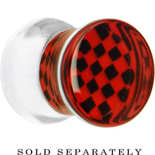 Load image into Gallery viewer, Red and Black Checker Inlayed Saddle Plug 2G to 30mm