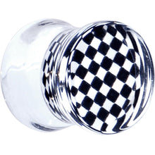 Load image into Gallery viewer, Black and White Checker Inlayed Saddle Plug 2G to 20mm