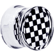 Load image into Gallery viewer, Black and White Checker Inlayed Saddle Plug 2G to 20mm