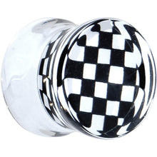 Load image into Gallery viewer, Black and White Checker Inlayed Saddle Plug 2G to 20mm