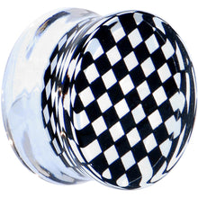 Load image into Gallery viewer, Black and White Checker Inlayed Saddle Plug 2G to 20mm
