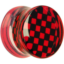 Load image into Gallery viewer, Red and Black Checker Inlayed Saddle Plug 2G to 30mm