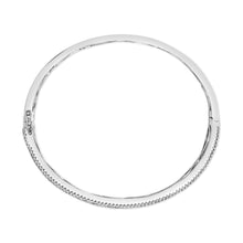 Load image into Gallery viewer, 18K White Gold Alternating Diamond and 8.00 Cttw Princess Cut Blue Sapphire Multi Row Bangle Bracelet (G-H Color, VS1-VS2 Clarity) - 7" Inches