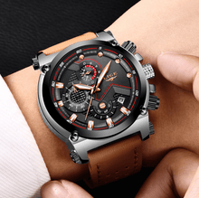 Load image into Gallery viewer, Men's Waterproof Modern Watch With Leather Belts, Stainless Steel Case Excellent Look Perfect Gift
