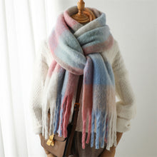 Load image into Gallery viewer, New Luxury Winter Soft Head Wraps Plaid Scarf Shawls Cashmere Warm Cashmere Scarves Rainbow For Women