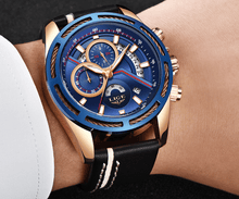 Load image into Gallery viewer, Men's Waterproof Sports Watch With Leather Belts, Chronometers Day View Fluorescent Pointers Unique Design Perfect Gift