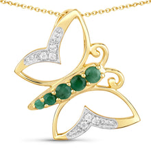Load image into Gallery viewer, 0.51 Carat Genuine Emerald and White Zircon .925 Sterling Silver Necklace