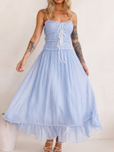 Load image into Gallery viewer, Vintage Ruffled Hem Midi Dress With Tied And Ruched Detail Elegant Feminine Girls Dress