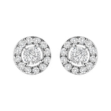 Load image into Gallery viewer, 14K White Gold 3/4 Cttw Lab-Grown Diamond Floating Halo Stud Earring (F-G Color, VS1-VS2 Clarity)
