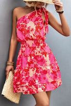 Load image into Gallery viewer, Pink Smocked Printed Single Shoulder Dress Feminine & Flattering Summer Style Dresses