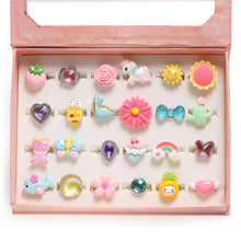 Load image into Gallery viewer, 24 Adorable Pink Sheep Little Girl Jewel Rings