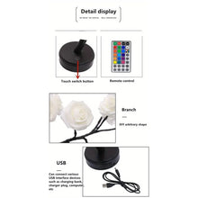 Load image into Gallery viewer, 24 LED RGB 16 Colors Rose Tree Night Light Battery And USB Plug Operated Rose Flower Fairy Lights Remote Control