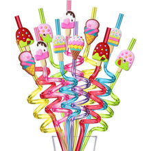 Load image into Gallery viewer, 24-Pack: Reusable Ice Cream Straws for Birthday Party Supplies