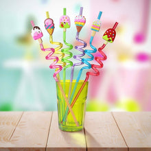 Load image into Gallery viewer, 24-Pack: Reusable Ice Cream Straws for Birthday Party Supplies
