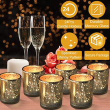 Load image into Gallery viewer, 24-Pieces Gold Votive Tealights Candle Holder Mercury Glass